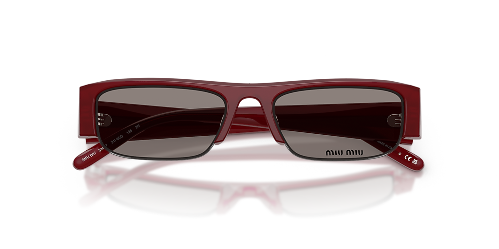 MIU MIU MU B07S Opaline Burgundy - Women Luxury Sunglasses, Dark Grey Lens