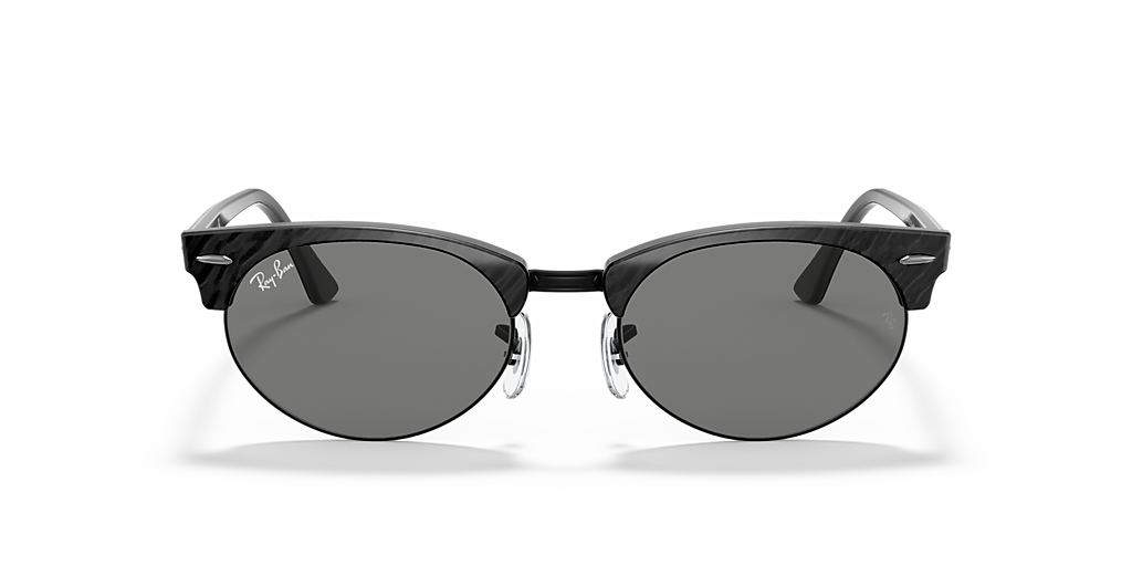 RAY-BAN RB3946 Clubmaster Oval Black - Unisex Sunglasses, Dark Grey Lens