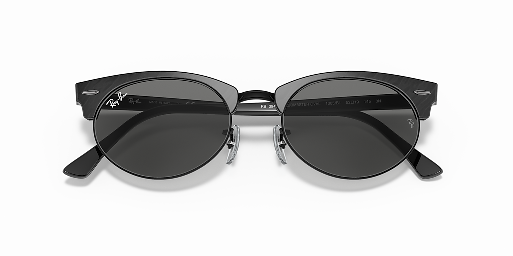 RAY-BAN RB3946 Clubmaster Oval Black - Unisex Sunglasses, Dark Grey Lens