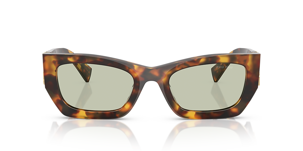 MIU MIU MU 09WS Honey Havana - Women Luxury Sunglasses, Green Lens