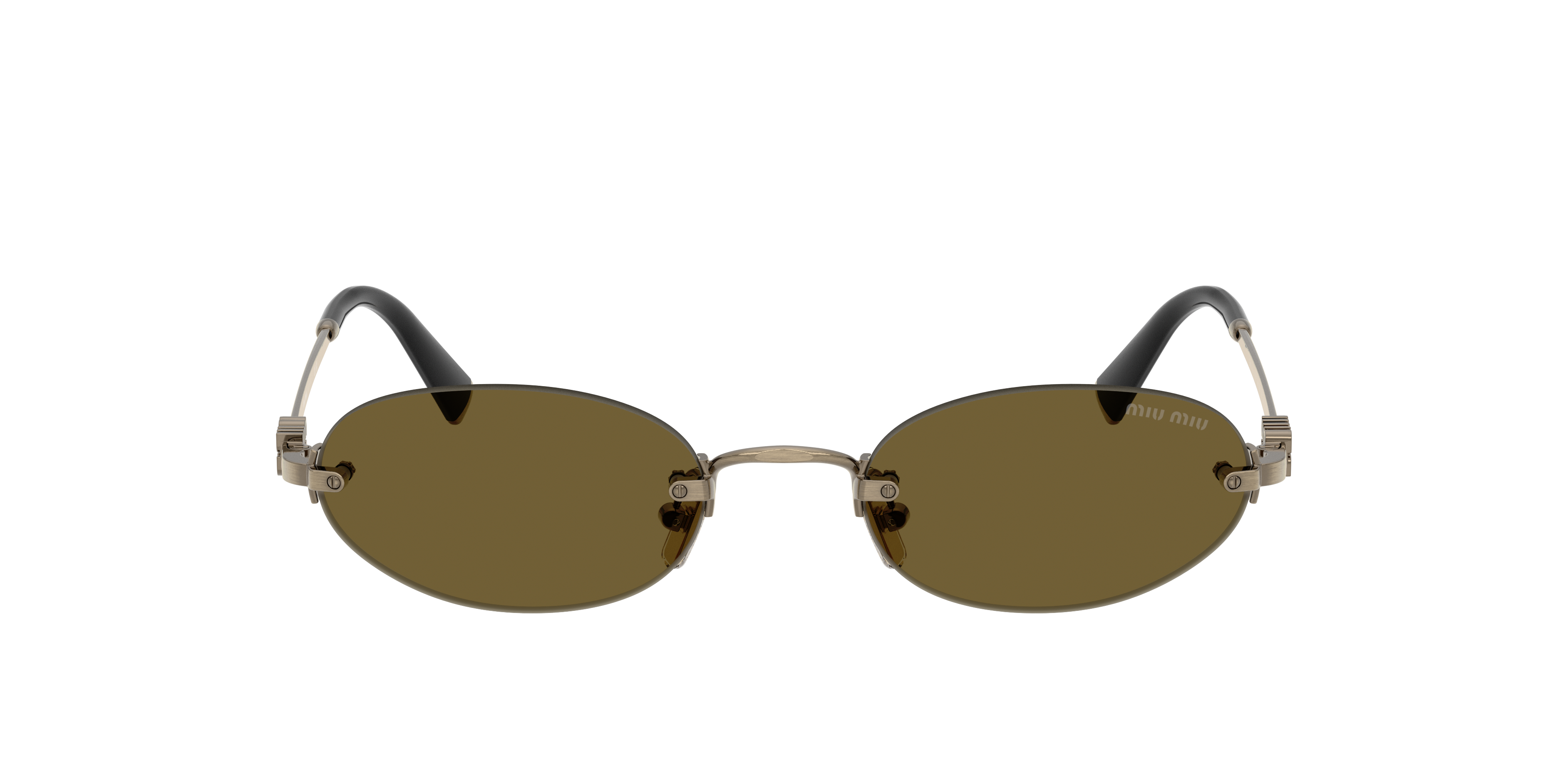 Miu Miu Womens Gold A54s Oval-frame Metal Sunglasses In Dark Brown