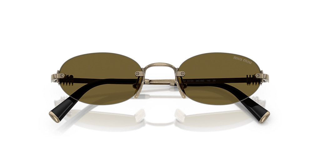 MIU MIU MU A54S Old Gold - Woman Luxury Sunglasses, Dark Brown Lens