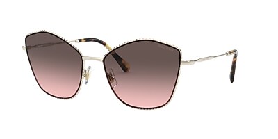 Miu Miu MU 60VS 60 Pink Gradient Grey & Pale Gold Sunglasses 