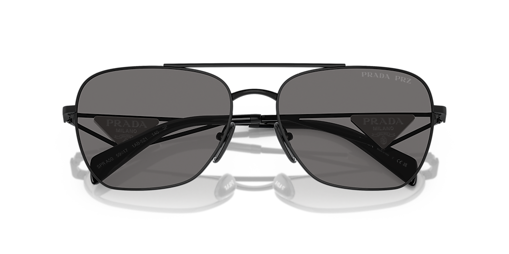 PRADA PR A50S Metal Black - Women Luxury Sunglasses, Dark Grey Polar Lens
