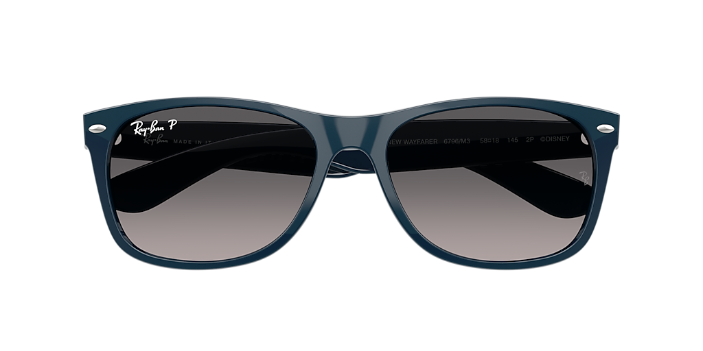 RAY-BAN RB2132 New Wayfarer Disney Mickey & Minnie Mouse Liquid Blue Navy - Unisex Sunglasses, Grey Gradient Polar Lens