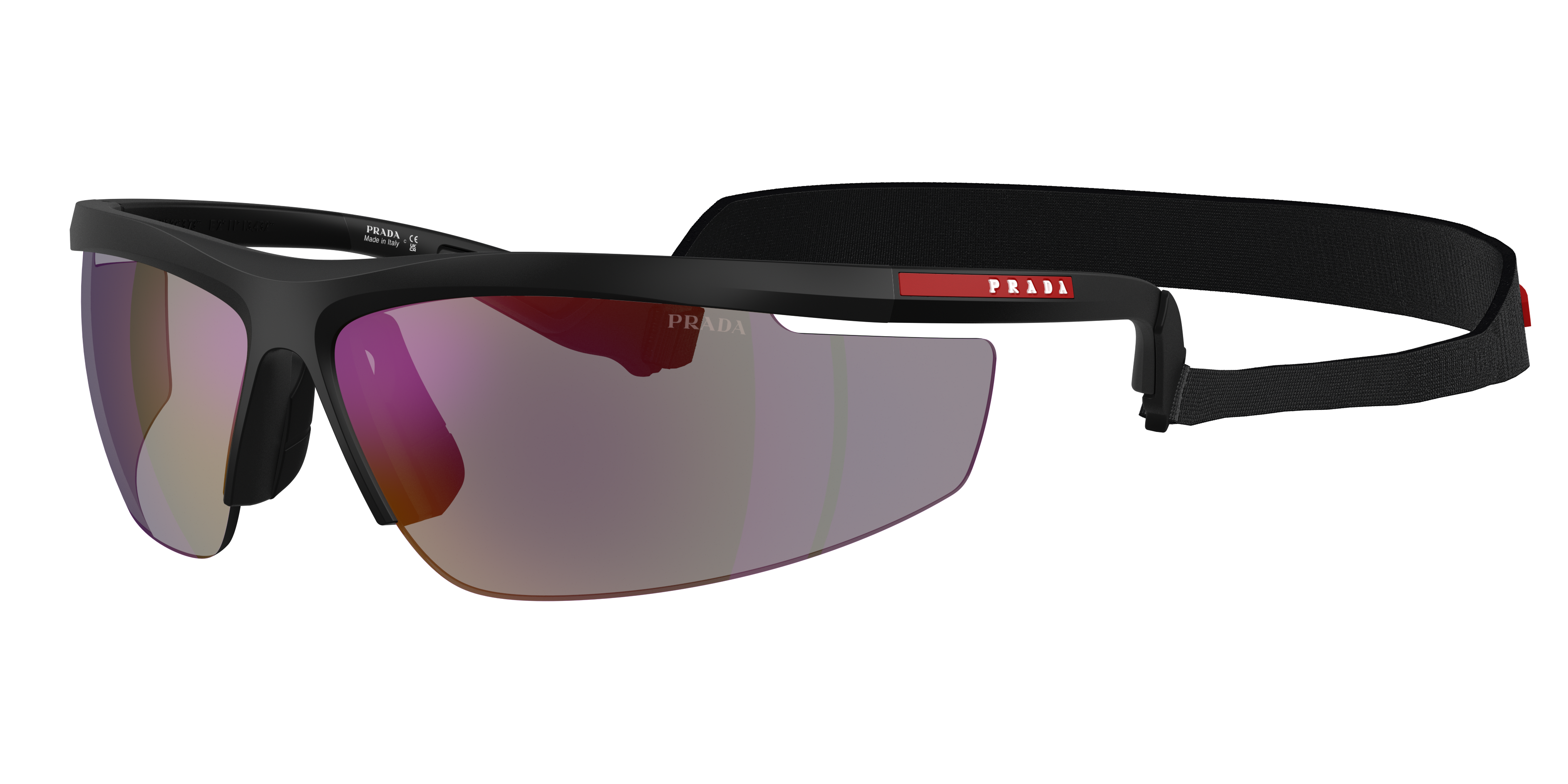 Prada Linea Rossa Man Sunglass PS A02S -  Frame color: Matte Black, Lens color: Dark Blue Mirror Violet