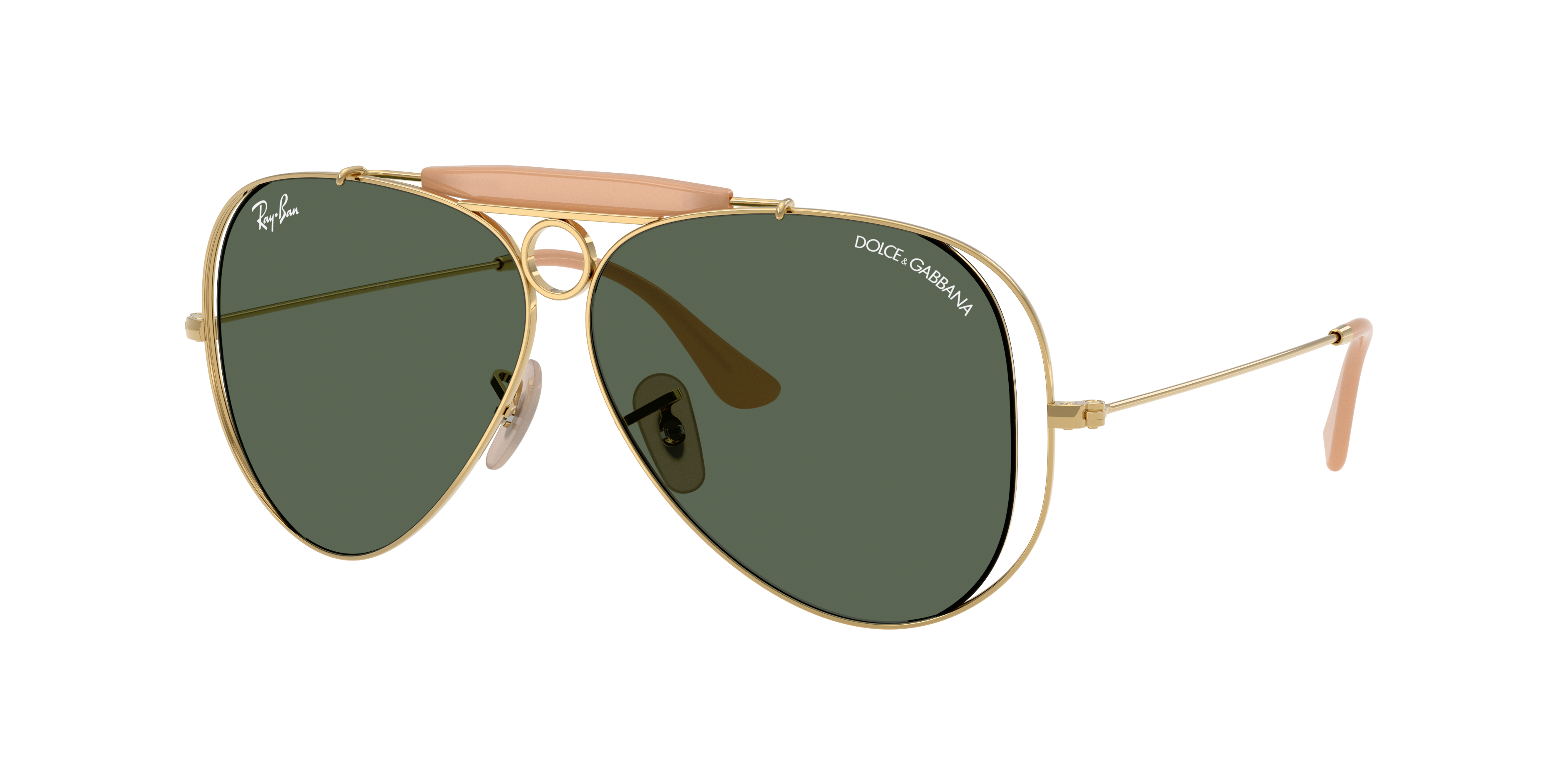 Ray-Ban Unisex Sunglass RB3138M The Shooter By Dolce&Gabbana -  Frame color: Arista Gold, Lens color: Dark Green