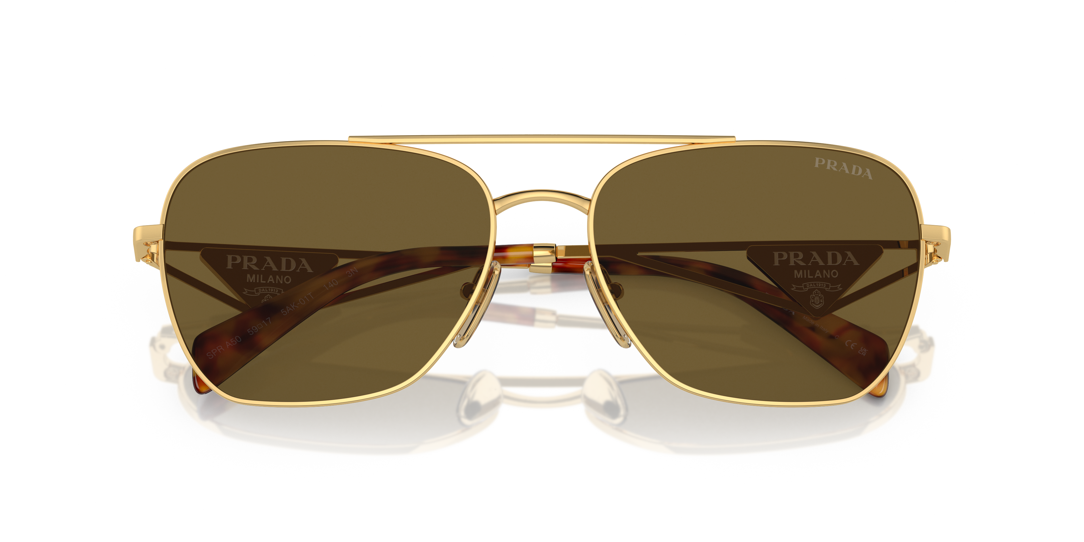 PRADA アヒエタサンクラス PRA52S 1AB5Z1 Prada PR A50S XXL (59 - 17) with Brown lenses and Gold frame