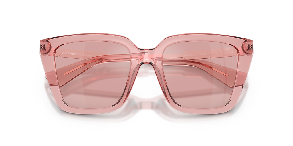 Burberry Pink Transparent Oversized Square Sunglasses Sunglasses Burberry BE4389 Joni | Free Shipping | Glasses.com® main image 4