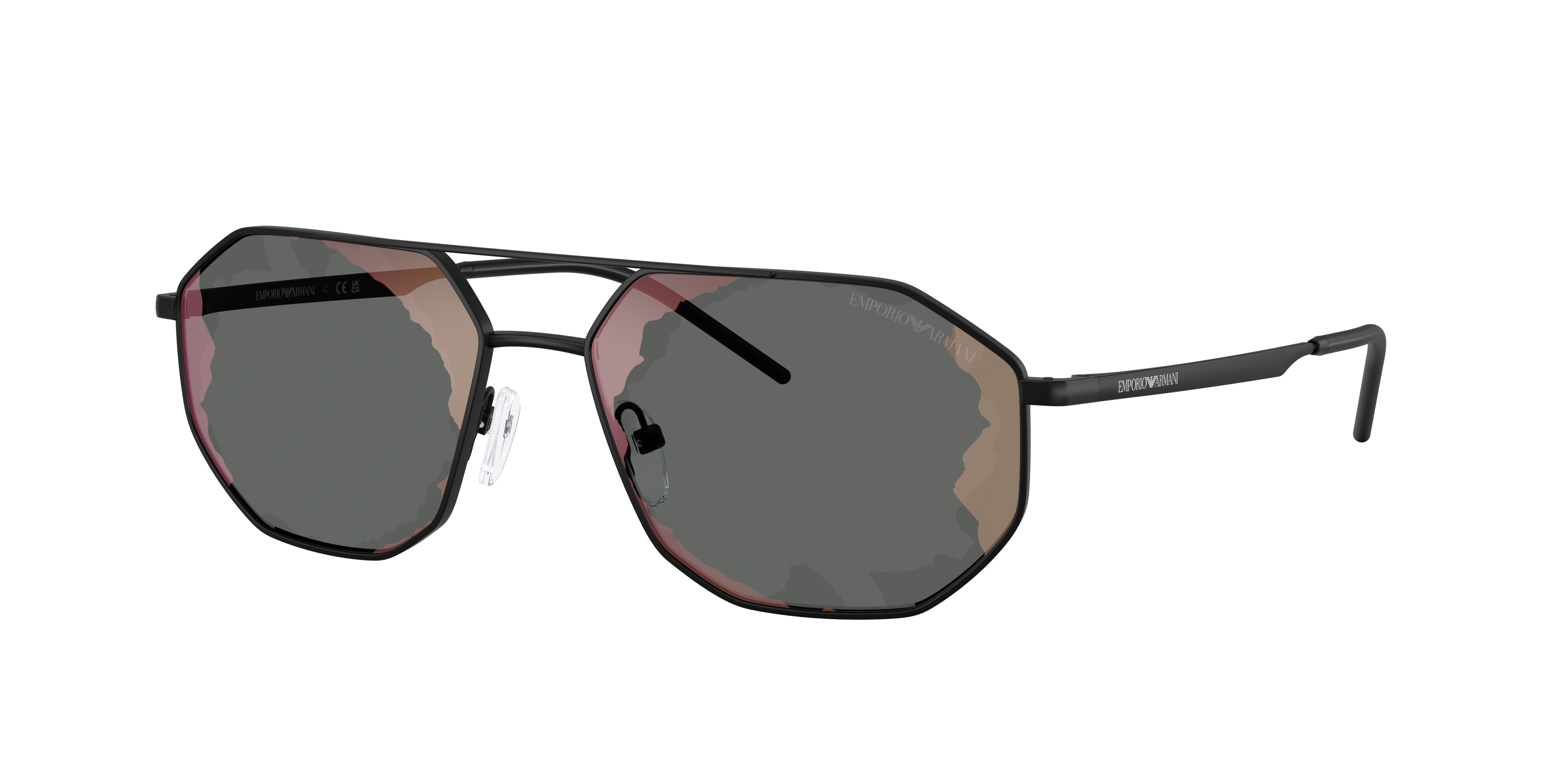 Emporio Armani Man Sunglass EA2147 -  Frame color: Matte Black, Lens color: Black Red Mirror