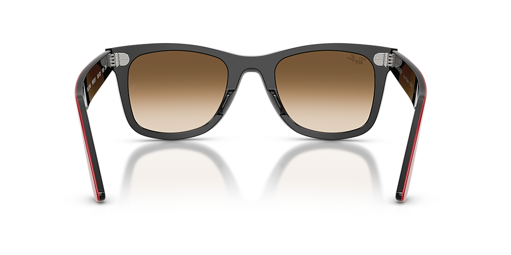 RAY-BAN RB2240 Wayfarer Street Neat Red On Black - Unisex Sunglasses, Clear Gradient Brown Lens