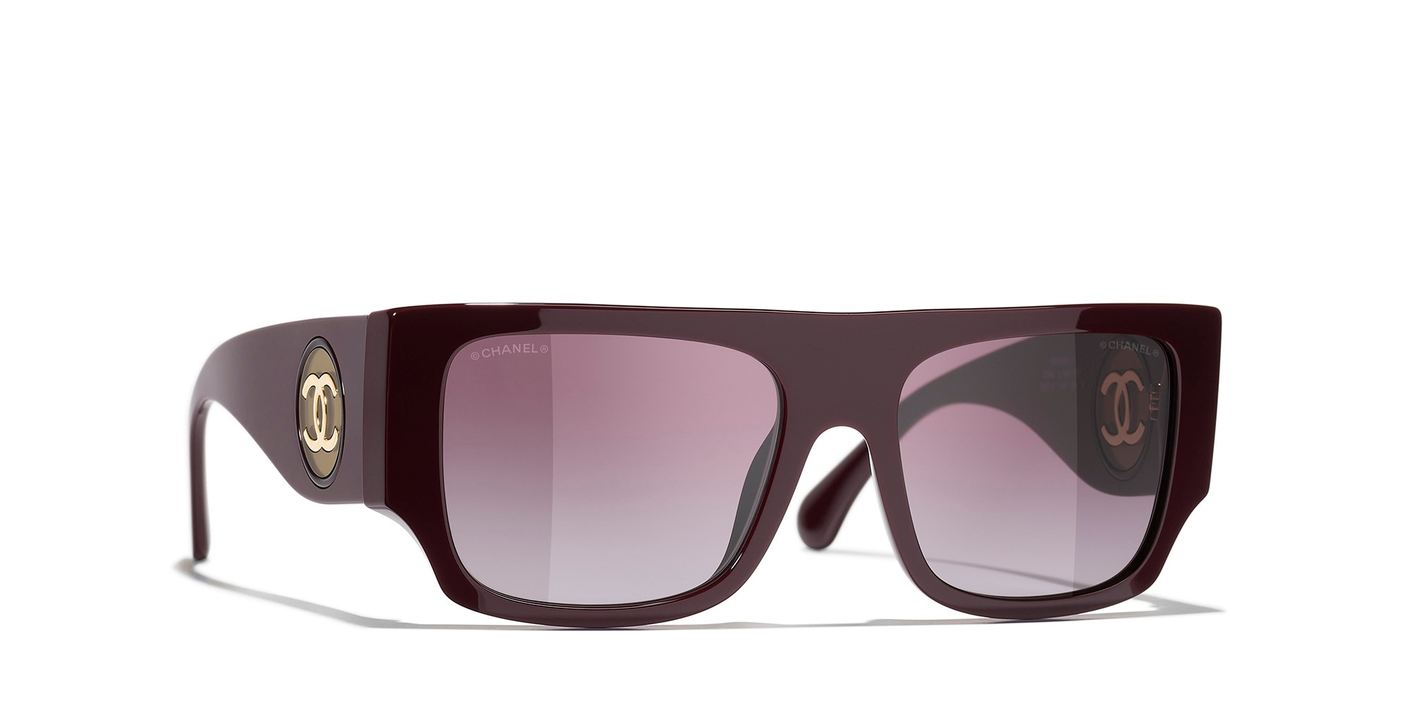 Chanel Woman Sunglass Square Sunglasses CH5549 -  Frame color: Red Vendome, Lens color: Purple