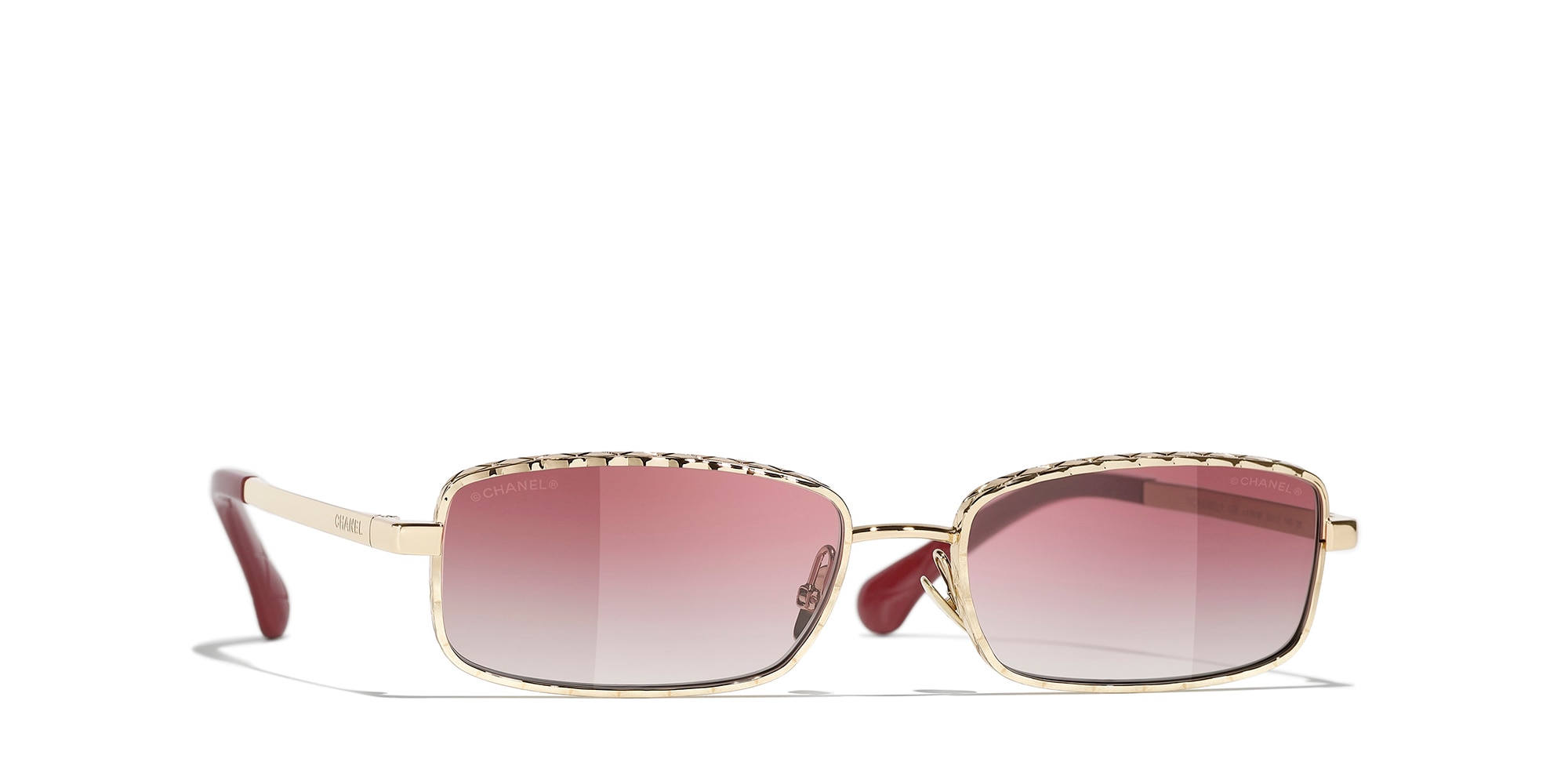 Chanel Woman Sunglass Rectangle Sunglasses CH4295 -  Frame color: Pale Gold, Lens color: Pink