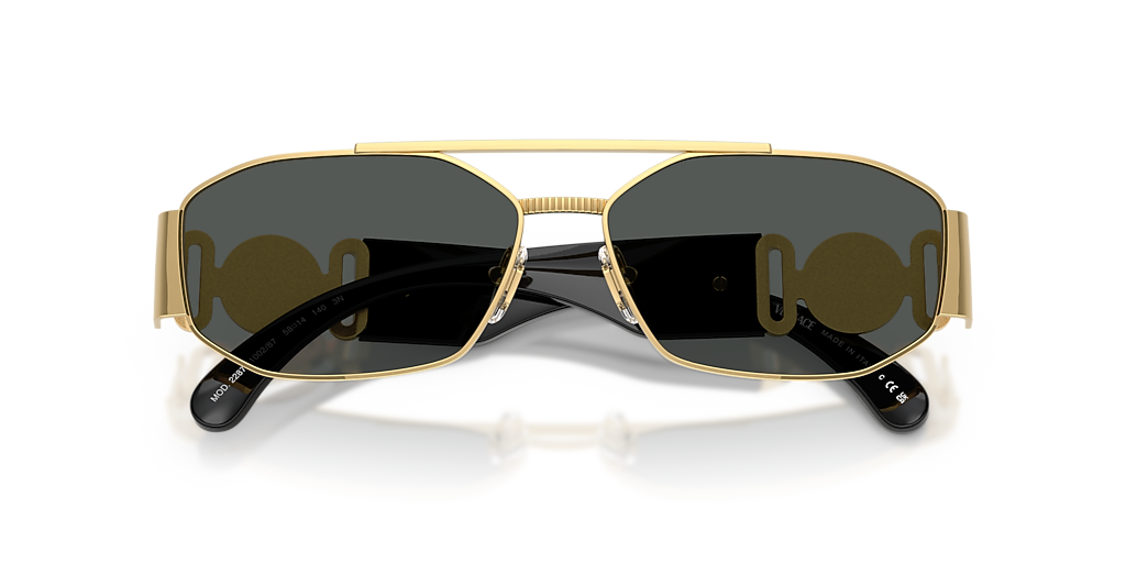 VERSACE VE2287 Gold - Men Luxury Sunglasses, Dark Grey Lens