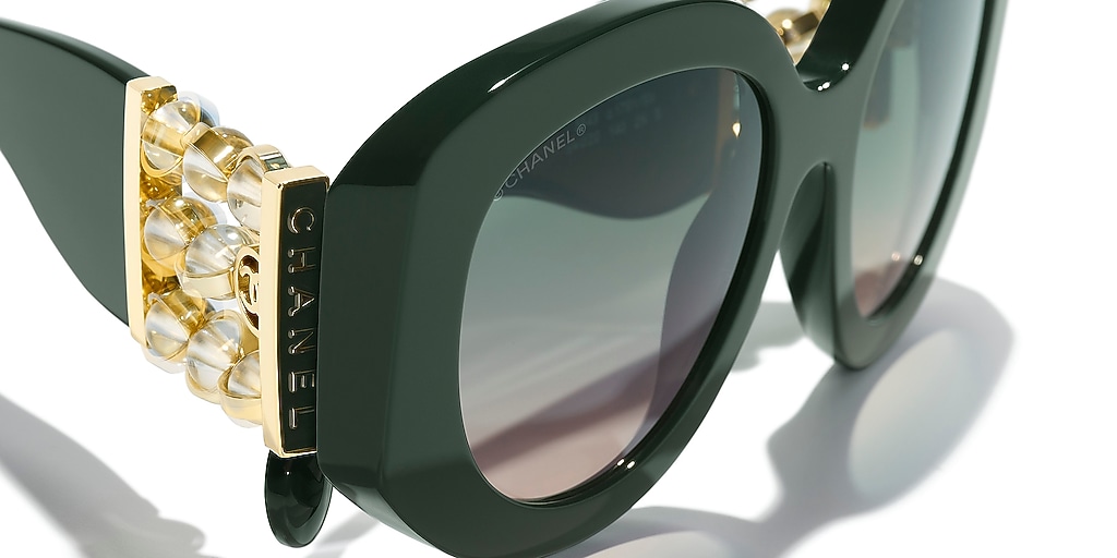 Chanel Oval Sunglasses CH5543 M (54 - 20) with Green lenses and