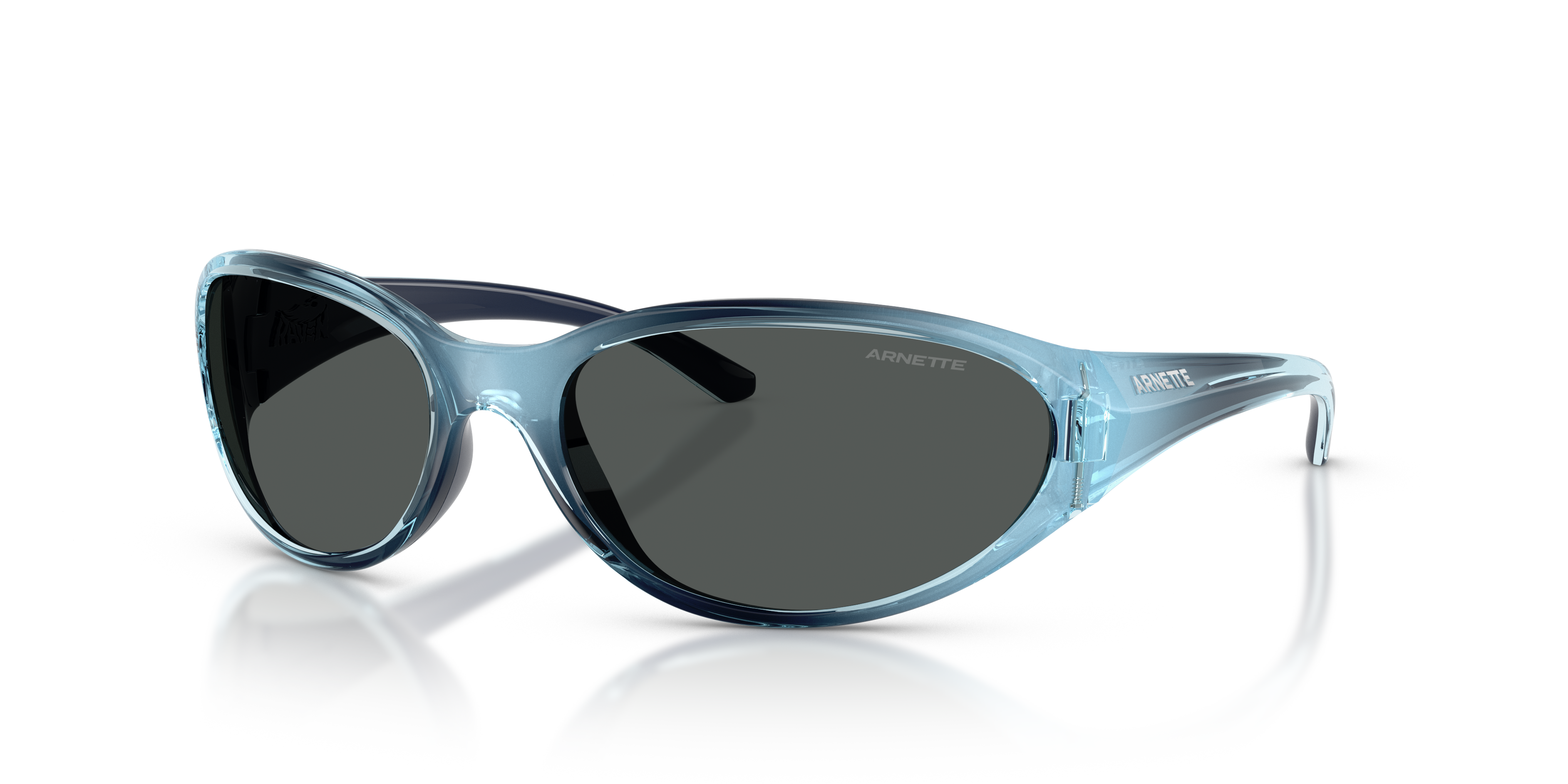 90's Arnette RAVENアーネット シルバー サングラス ケース付き Arnette Raven L (64 - 18) with Grey lenses and Blue frame
