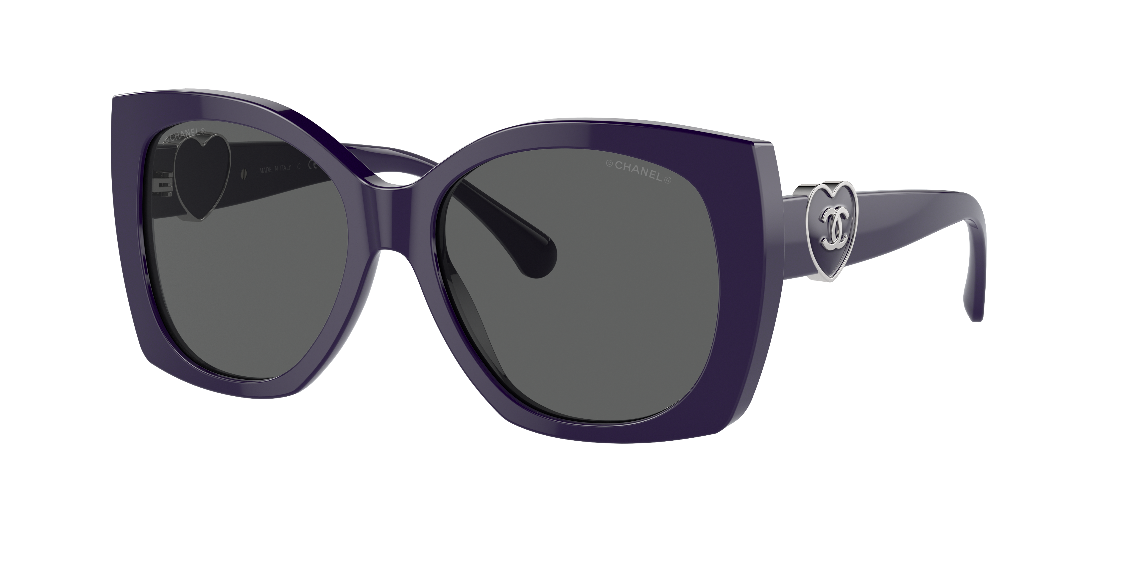 Chanel Woman Sunglass Square Sunglasses CH5519A -  Frame color: Purple, Lens color: Grey