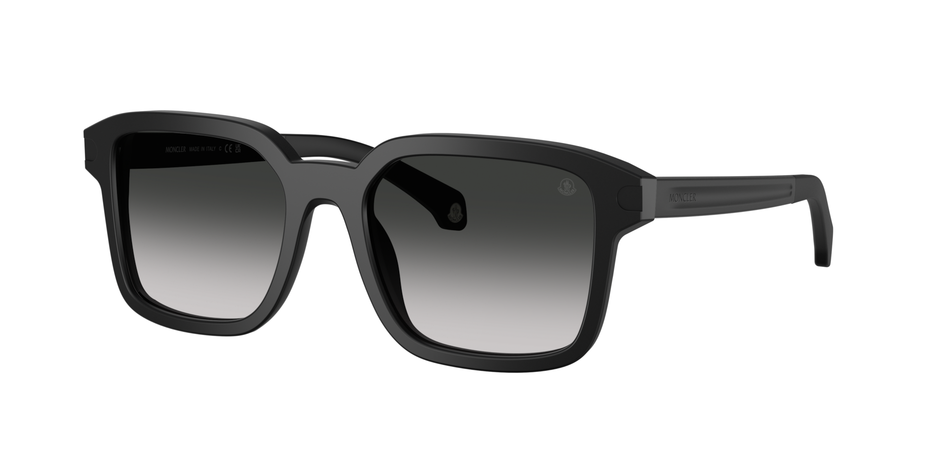 Moncler Unisex Sunglass ME6006 Quaderna -  Frame color: Matte Black, Lens color: Light Grey Gradient Black