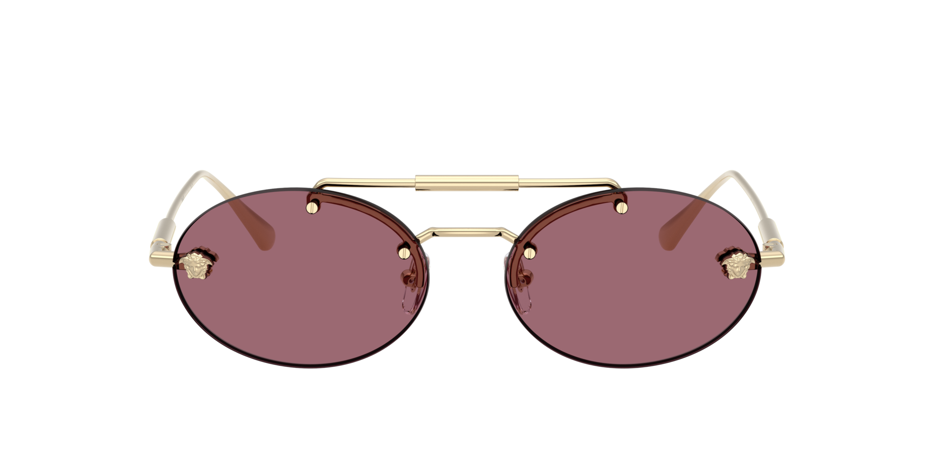 Versace Translucent Blush Round Sunglasses with Gold Accents Versace: Gold Medusa Light Sunglasses | SSENSE main image 3