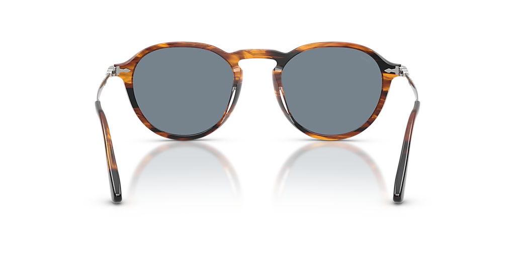 PERSOL PO3383S Striped Black & Brown - Unisex Luxury Sunglasses, Light Blue Lens