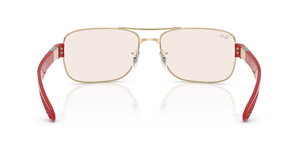 RAY-BAN RB3763M Scuderia Ferrari Collection Silver - Unisex Sunglasses, Brown Mirror Red/Yellow Lens