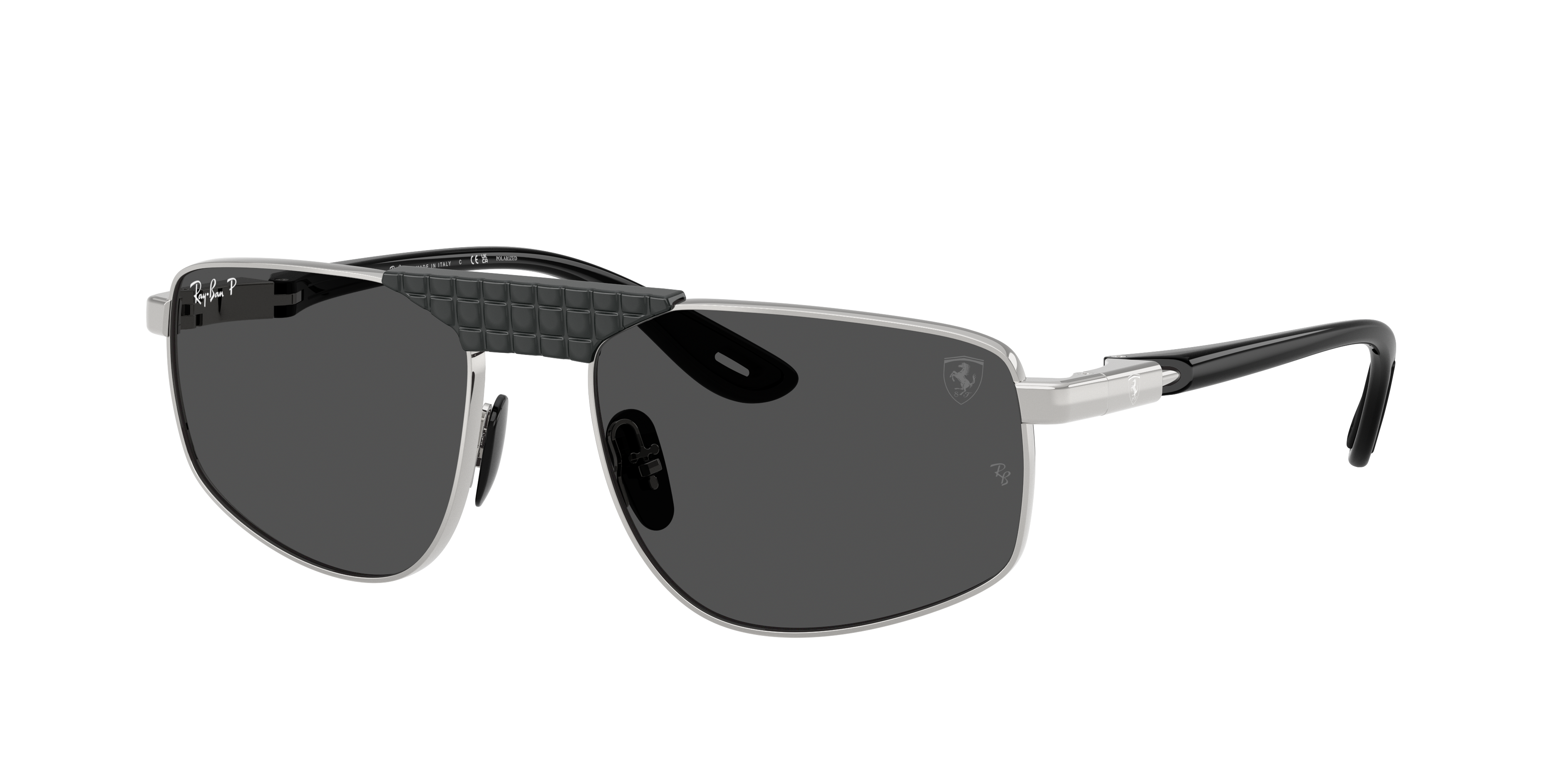 Ray-Ban Unisex Sunglass RB3776M Scuderia Ferrari Collection Polarized+ Lenses -  Frame color: Silver, Lens color: Polarised+ Dark Grey