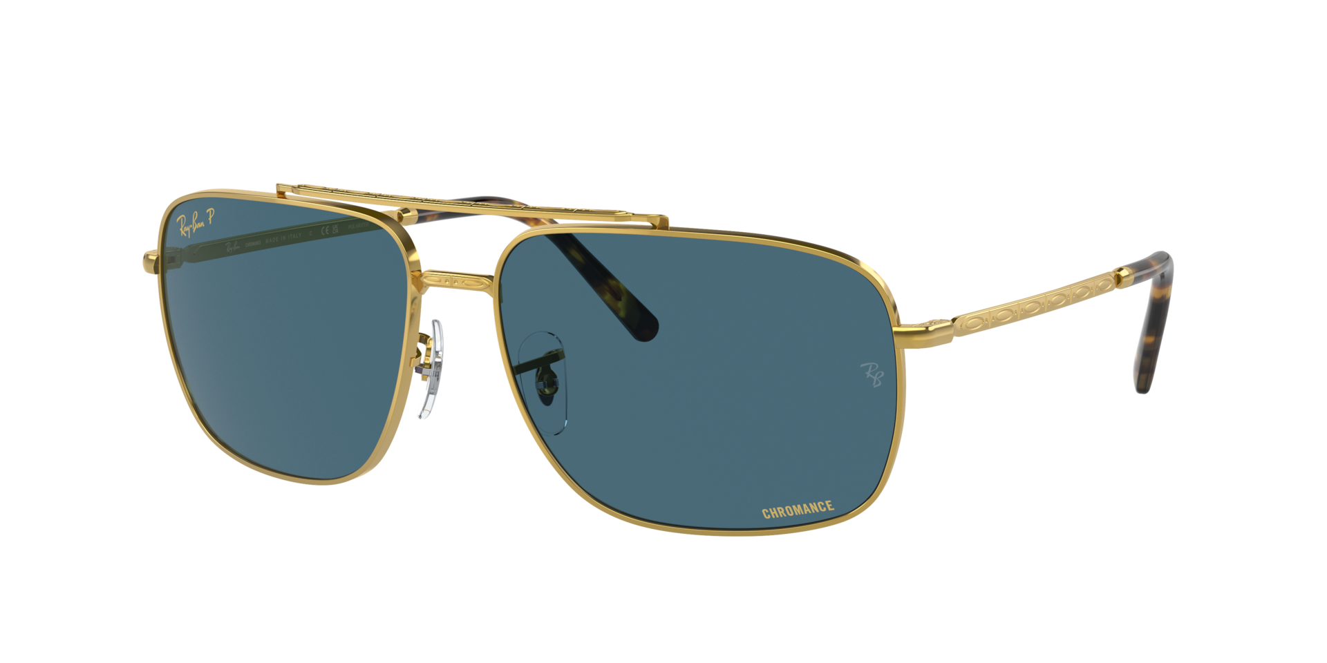 Ray-Ban Unisex Sunglass RB3796 - Frame color: Gold, Lens color: Blue