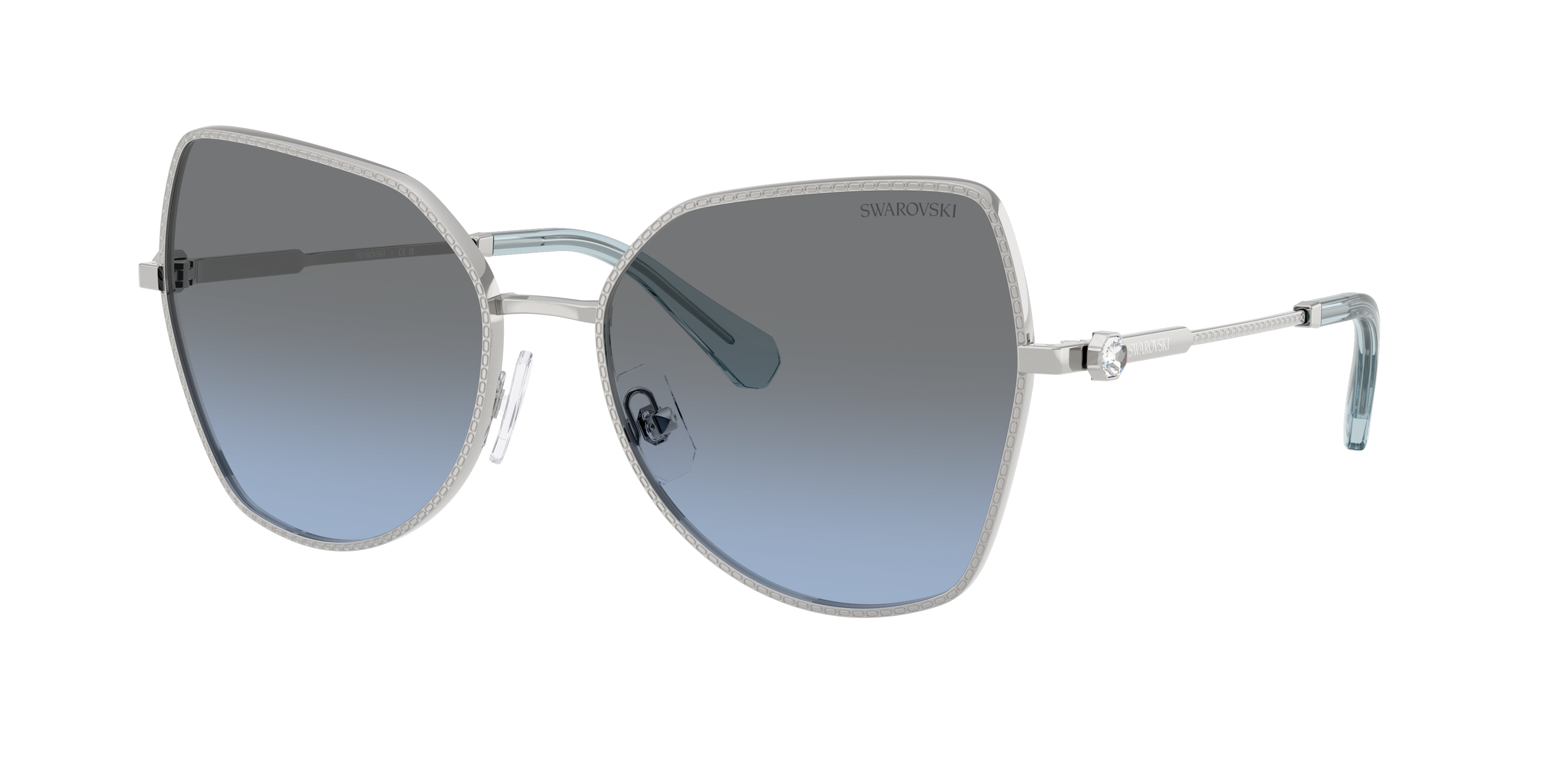 Swarovski Woman Sunglass SK7037 -  Frame color: Silver, Lens color: Blue Gradient Grey