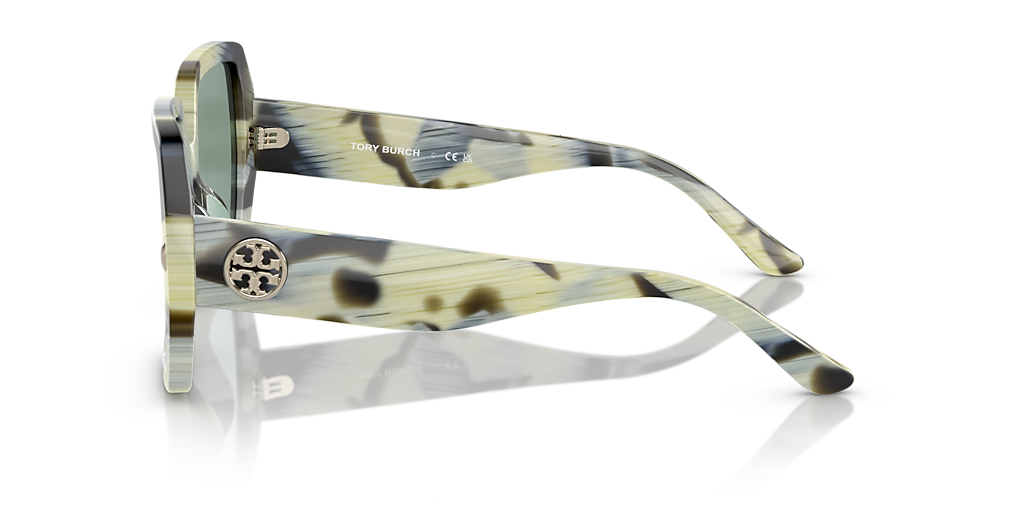 TORY BURCH TY7191U Ivory Brown Horn - Women Sunglasses, Petrol Green Lens
