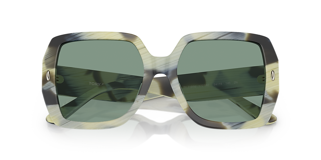 TORY BURCH TY7191U Ivory Brown Horn - Women Sunglasses, Petrol Green Lens