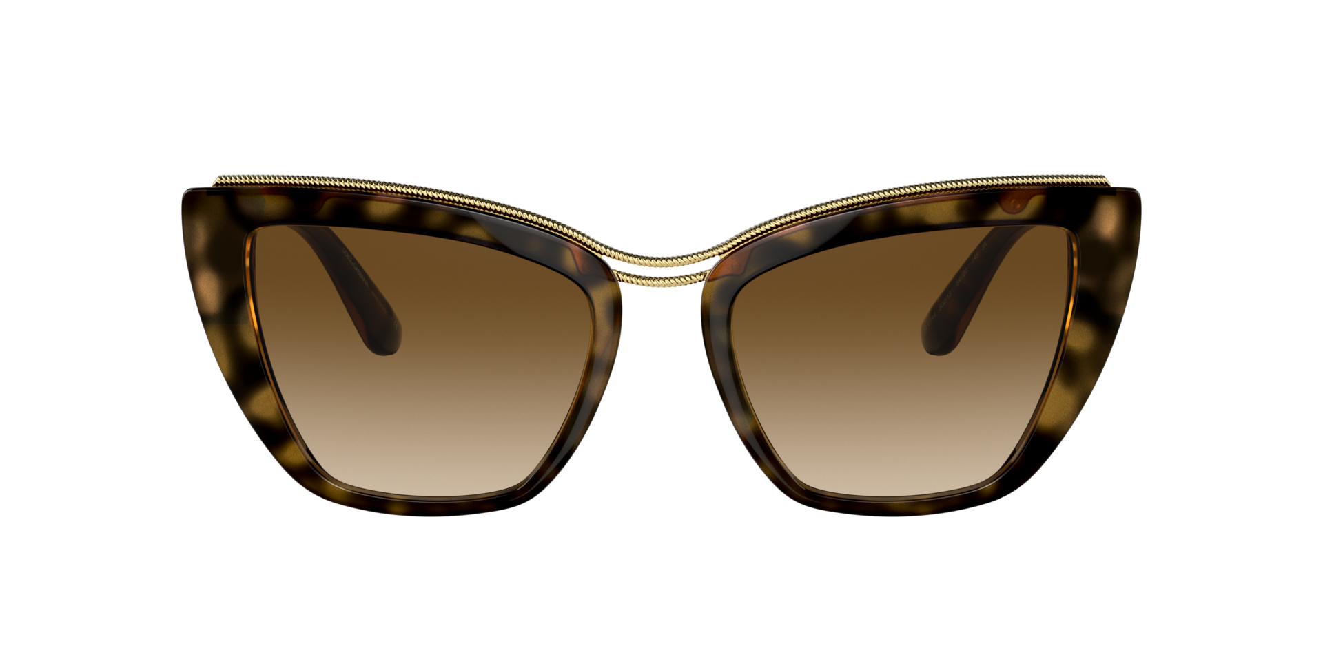 NEW AUTH Dolce & Gabbana DG6144 Tortoise Brown Sunglasses with Gold Logo Dolce & Gabbana Gradient Brown Cat Eye Ladies Sunglasses  main image 3