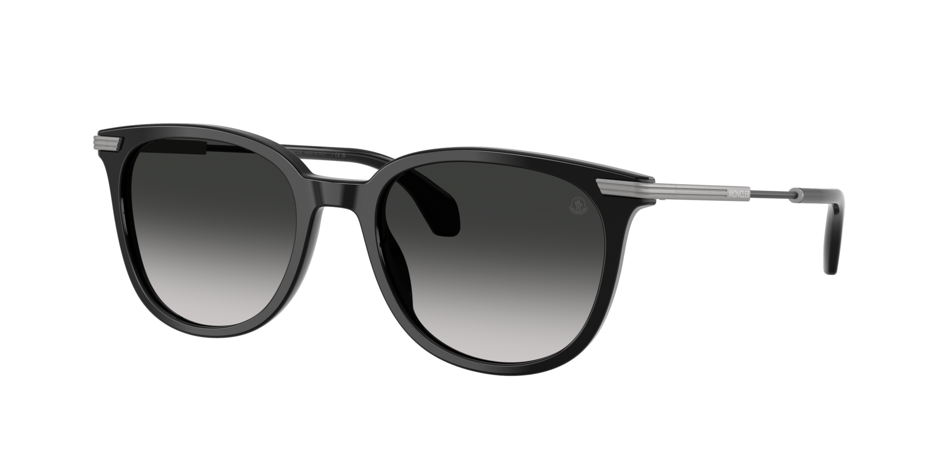 Moncler Unisex Sunglass ME6013 Korra -  Frame color: Shiny Black, Lens color: Gradient Dark Grey