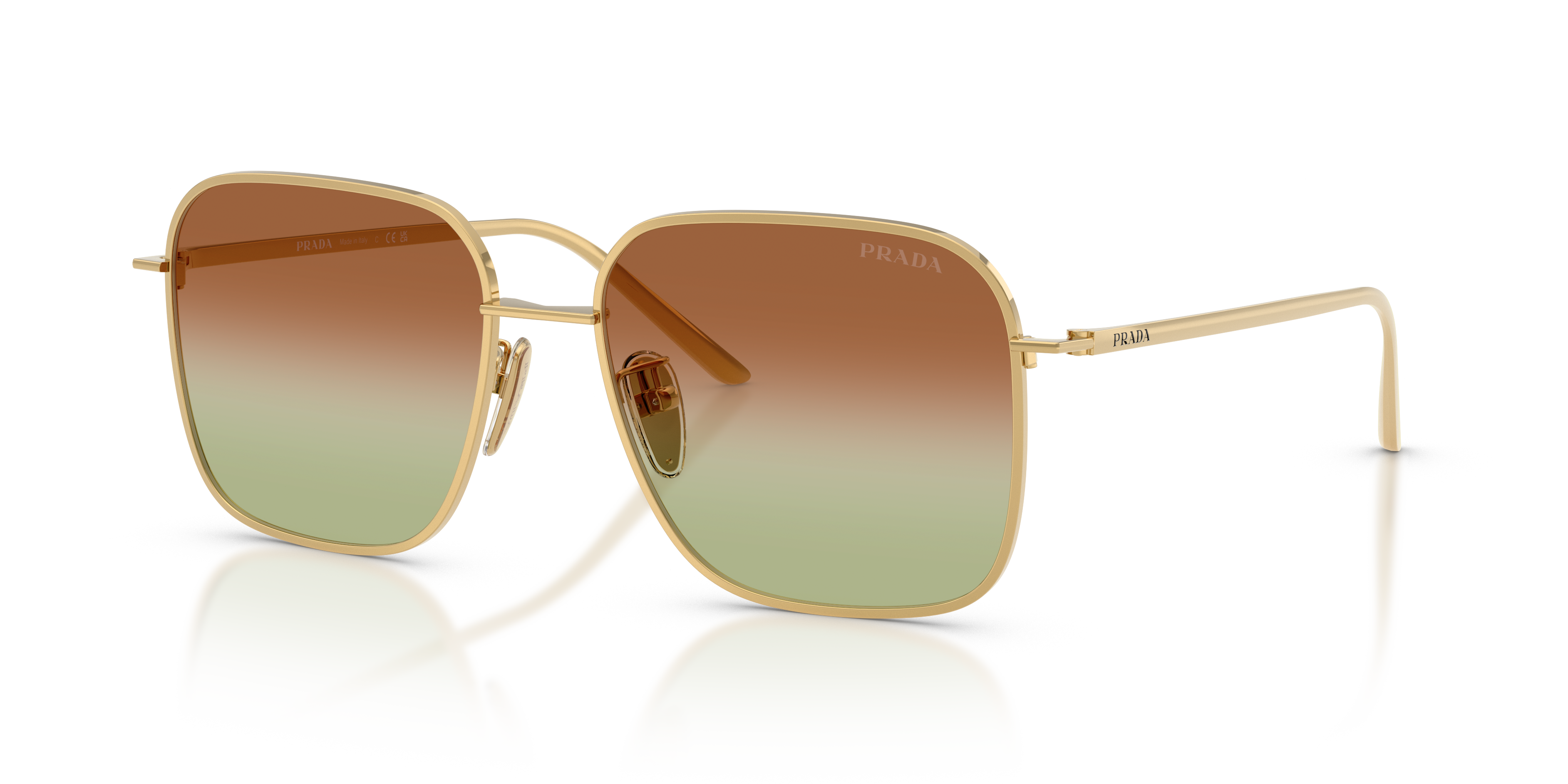 Prada PR C54SD L (54 - 17) with Green lenses and Gold frame