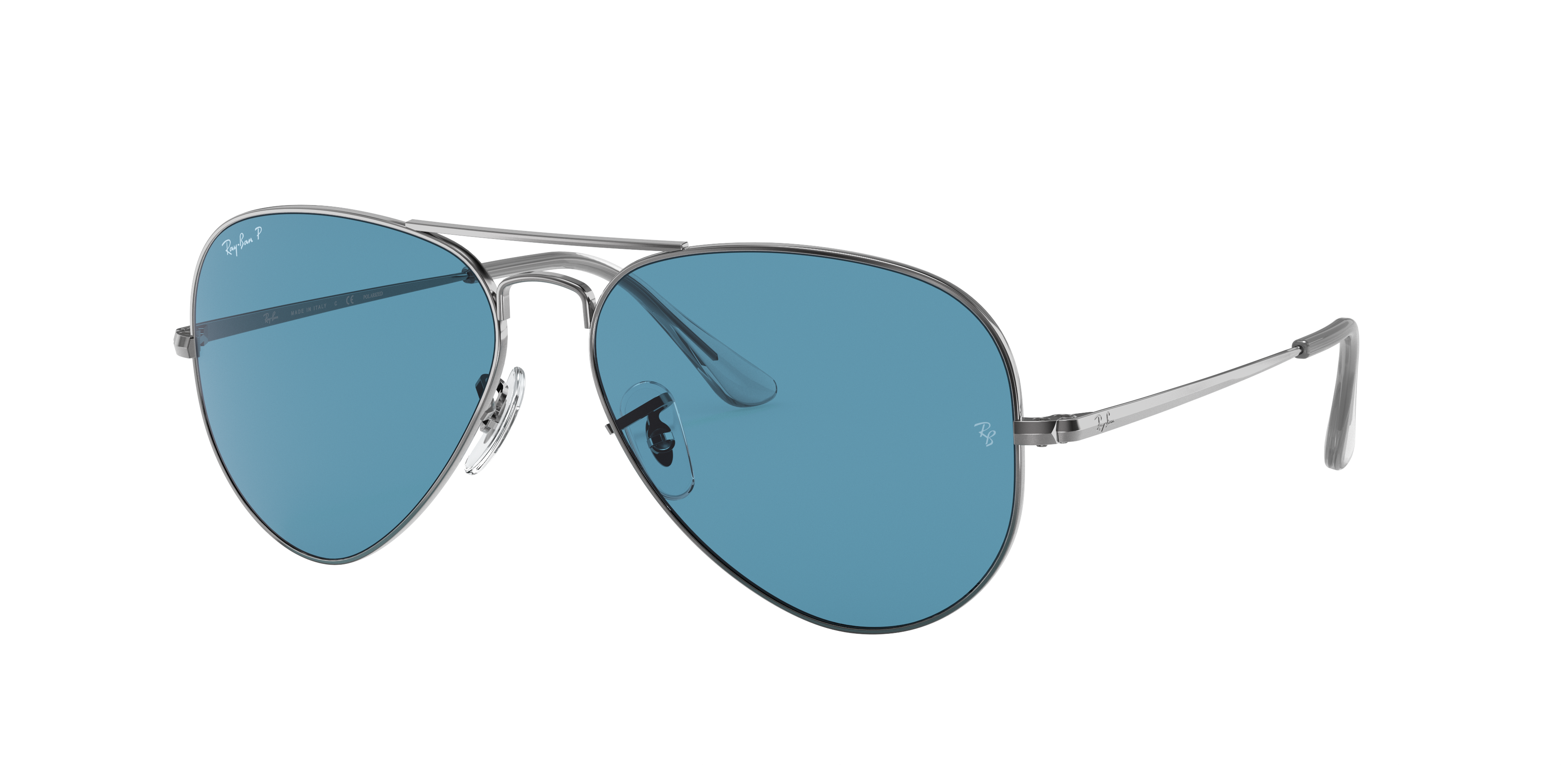 Ray-Ban Unisex Sunglass Aviator Metal II Polarized+ Lenses -  Frame color: Gunmetal, Lens color: Blue Polarised+