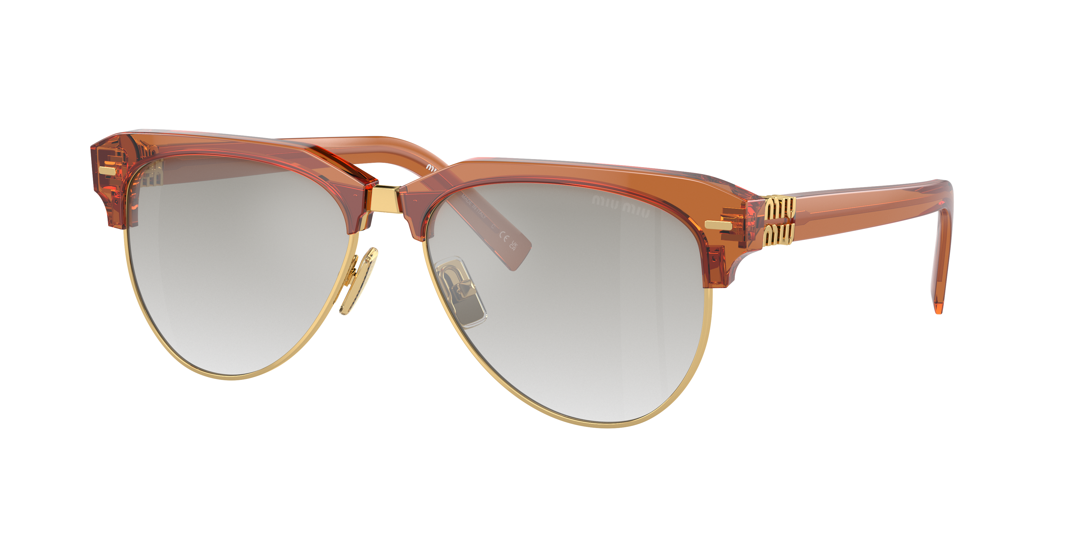 Miu Miu Woman Sunglass MU 09ZS -  Frame color: Caramel, Lens color: Clear Silver Gradient