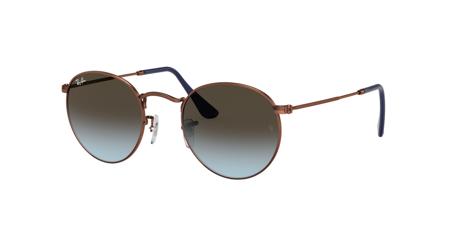Ray-Ban Man Sunglass RB3447 Round Metal -  Frame color: Bronze-Copper, Lens color: Blue