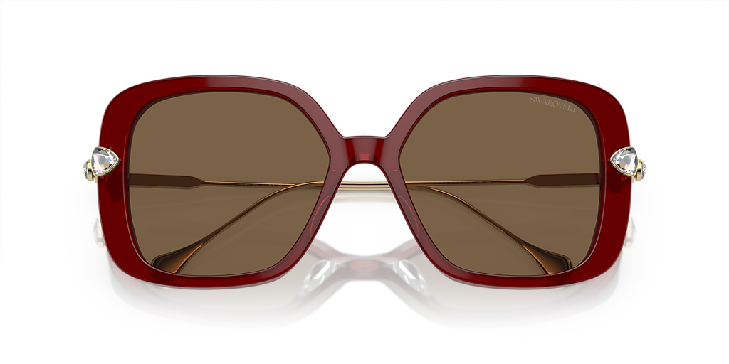SWAROVSKI SK6011 Transparent Burgundy - Women Sunglasses, Dark Brown Lens