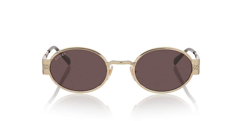 Gucci GG1854S M (51 - 23) com Lentes Marrom e Armação Ouro
