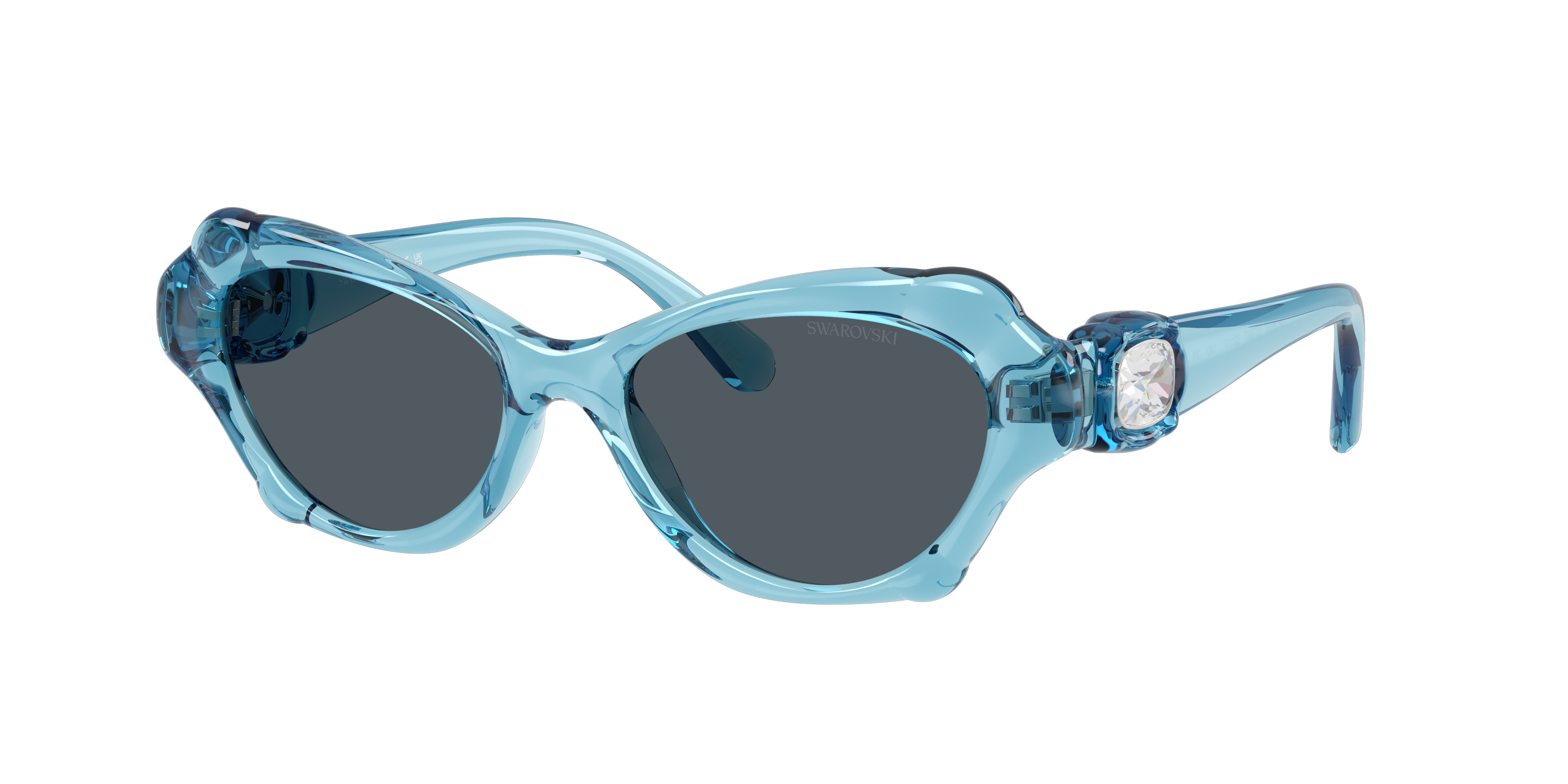 Swarovski Woman Sunglass SK6050 -  Frame color: Transparent Light Blue, Lens color: Dark Grey