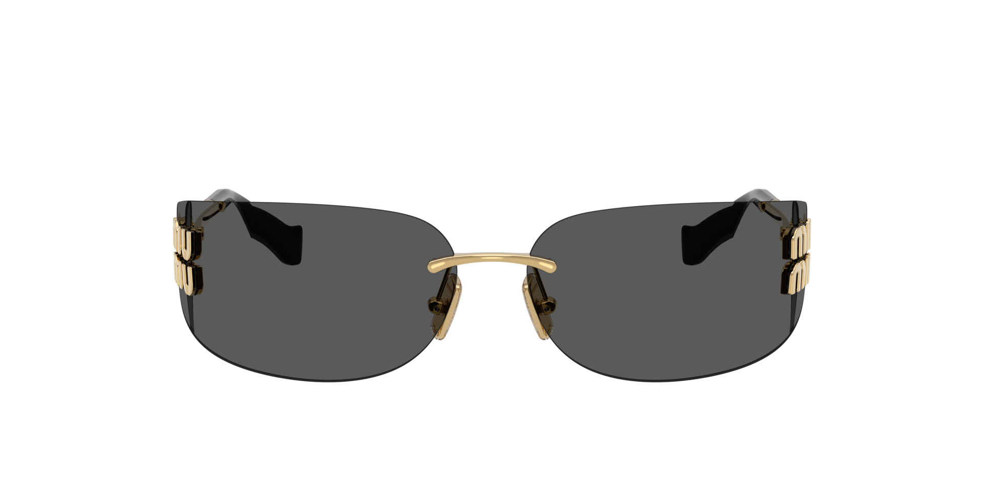 CNEW Miu Miu MU A51S Mask Sunglasses in Gold Grey $696 Miu Miu MU A51S Pale Gold Gray Shield Rimless Women  main image 3