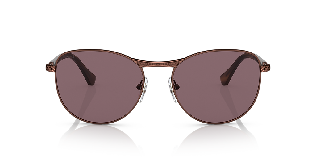 PERSOL PO1002S Shiny Brown - Unisex Luxury Sunglasses, Dark Violet Polarized Lens