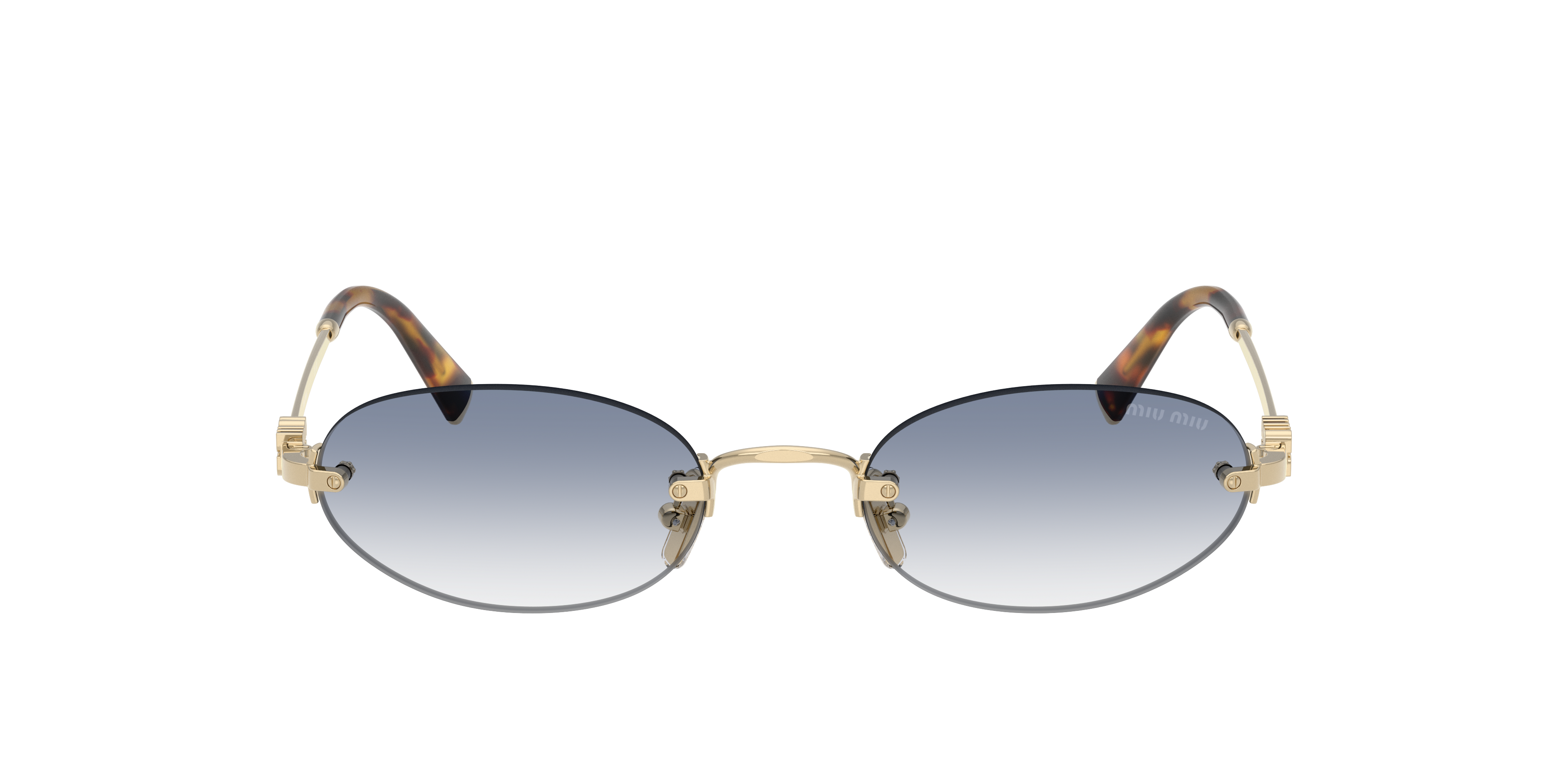 Miu Miu Logo Metal Oval Sunglasses In Gold