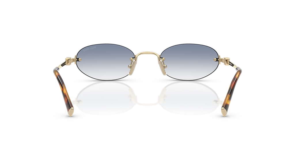 MIU MIU MU A54S Pale Gold - Women Luxury Sunglasses, Clear Gradient Light Blue Lens
