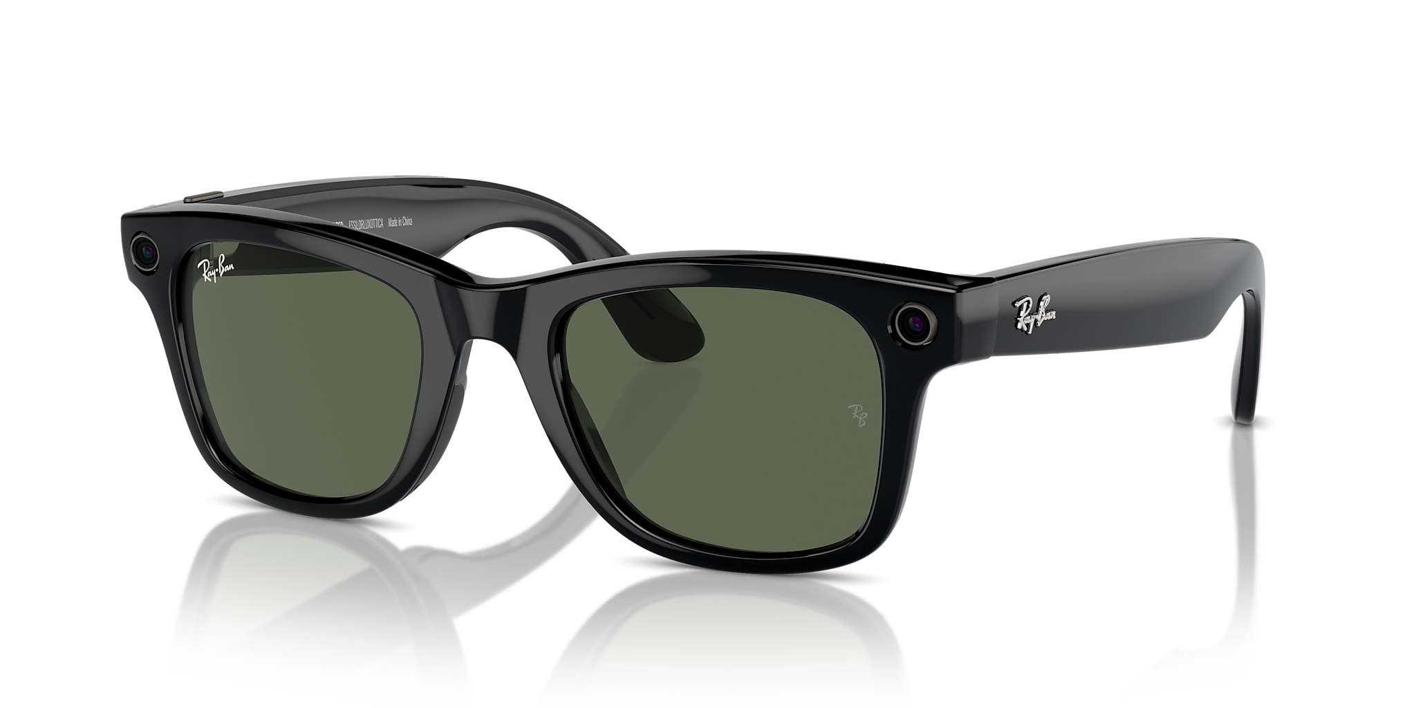 RAY-BAN RW4006 Ray-Ban | Meta Wayfarer Black - Unisex Sunglasses, Green Lens