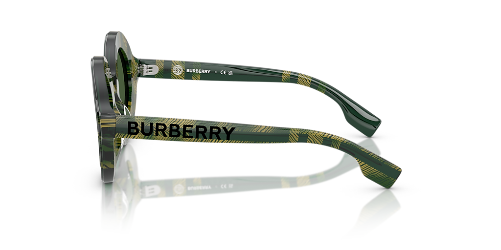 BURBERRY JB4386 Green Check - Unisex Luxury Sunglasses, Dark Green Lens