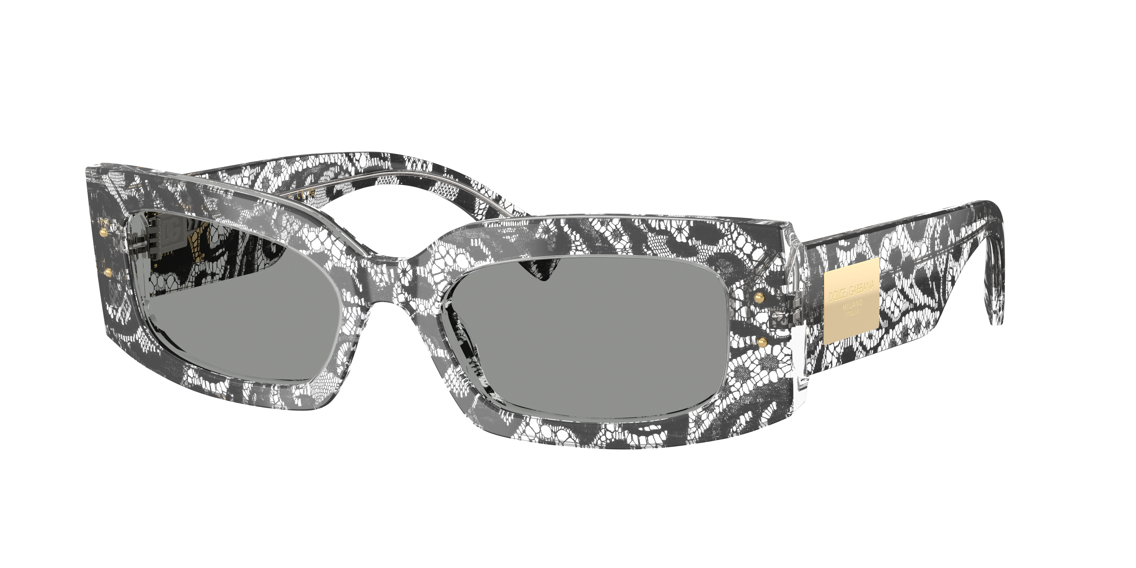 Dolce & Gabbana Logo Plaque Rectangular Sunglasses, 55mm In Grey