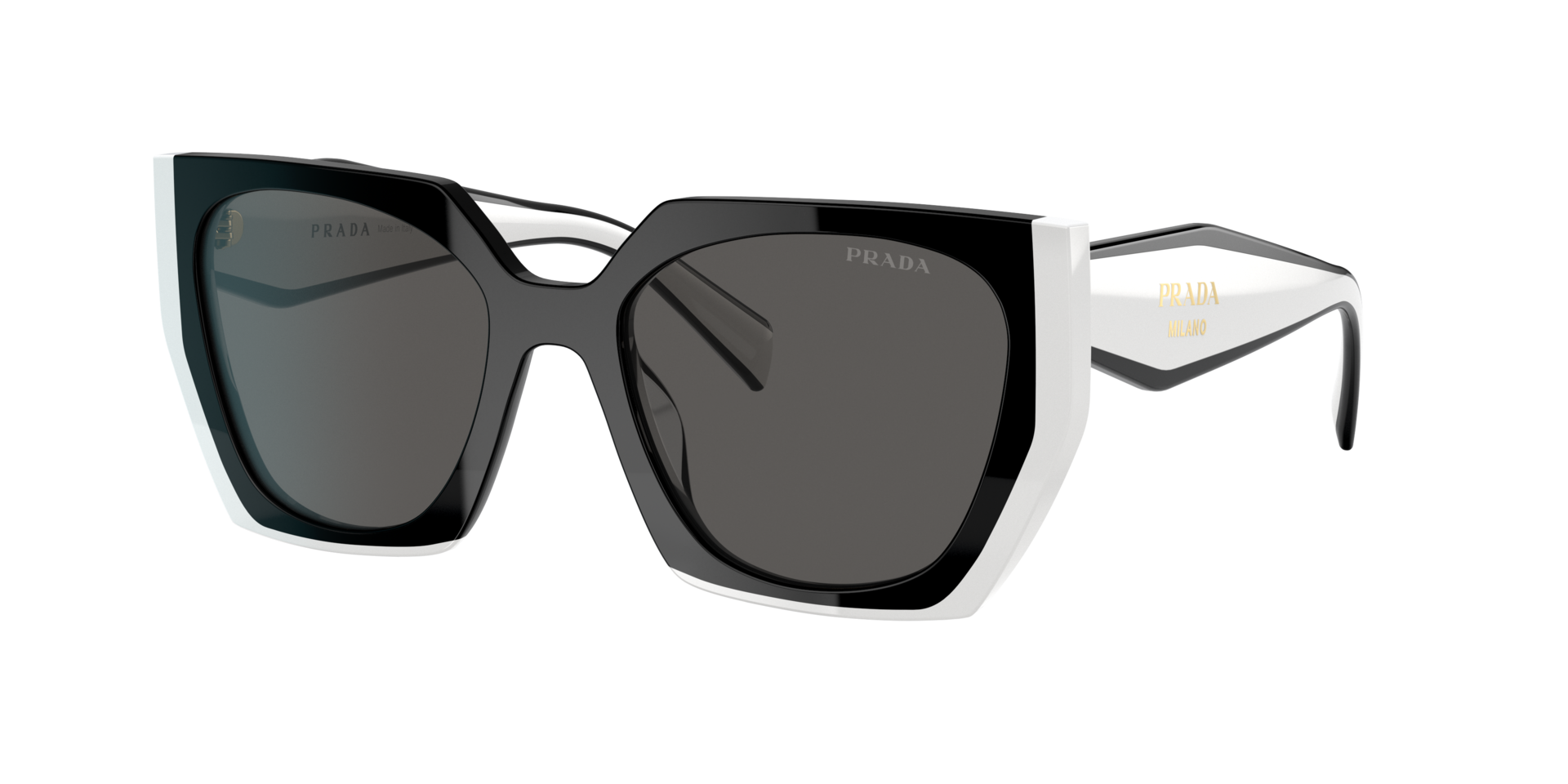 Prada Woman Sunglass PR 15WSF - Frame color: Black/Talc, Lens color: Dark Grey