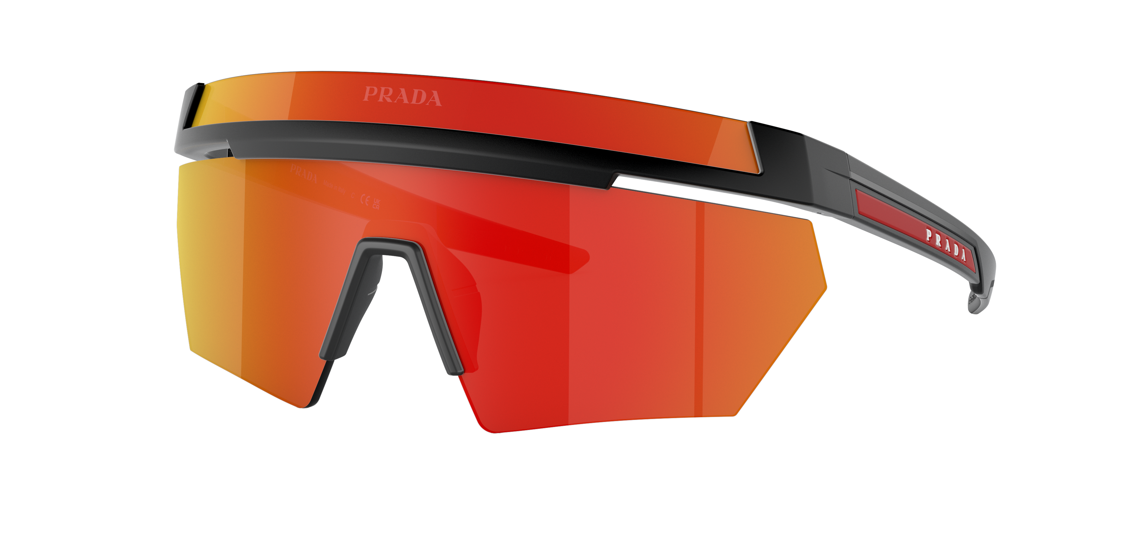 PRADA LINEA ROSSA PS 01YS Matte Black - Men Sunglasses, Brown Mirror Orange Lens