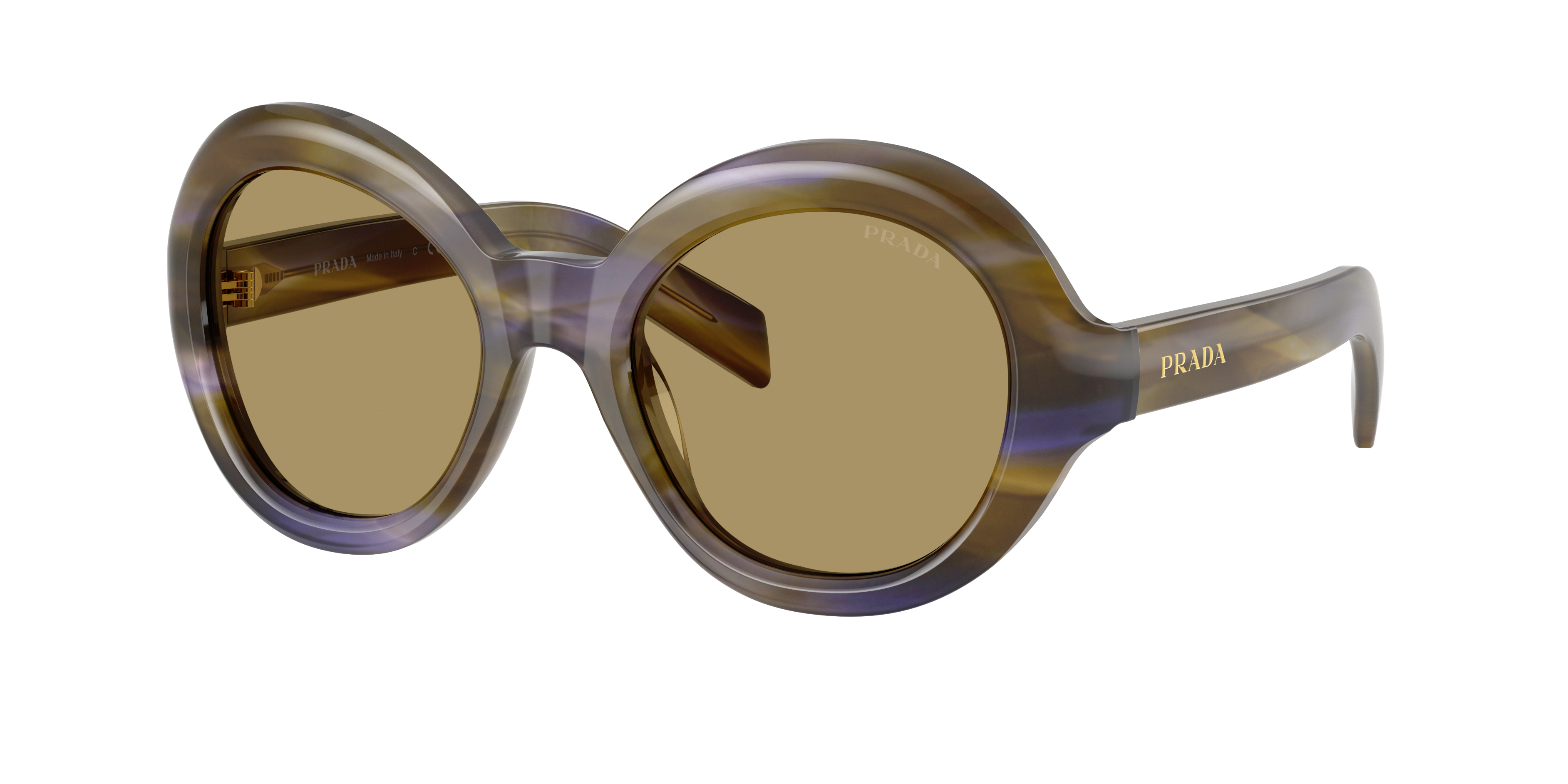 Prada Woman Sunglass PR D08SU -  Frame color: Striped Lagoon, Lens color: Green Olive