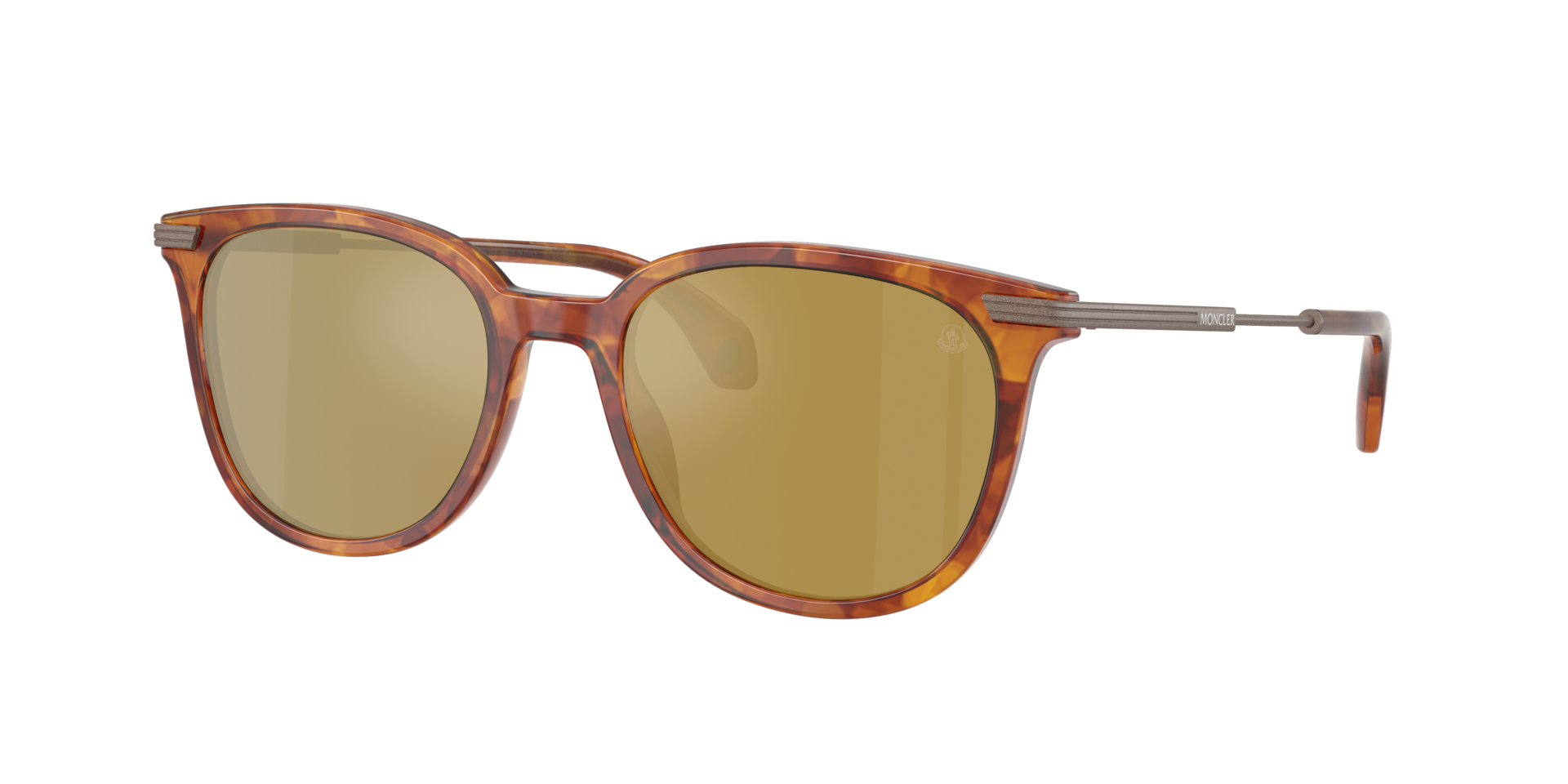 Moncler Unisex Sunglass ME6013 Korra -  Frame color: Shiny Brown Tortoise, Lens color: Mirror Olive